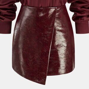 Commense Faux Leather Skirt/Skort Burgundy